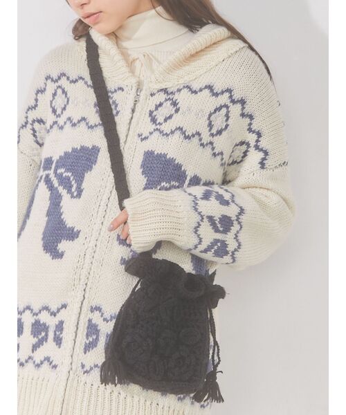 merry jenny(メリージェニー)の「おはなニットポシェット(ハンドバッグ・レディース・アイボリー/ブラック/ピンク・FREE)」の12枚目の写真