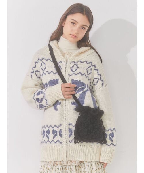 merry jenny(メリージェニー)の「おはなニットポシェット(ハンドバッグ・レディース・アイボリー/ブラック/ピンク・FREE)」の13枚目の写真