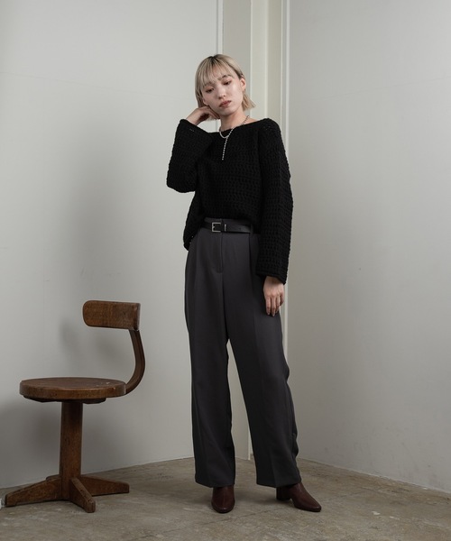 Amiur(エミレ)の「loosely wave knit / ルースリーウェーブニット(ニット/セーター・レディース・アイボリー/キャメル/ブラック・FREE)」の7枚目の写真