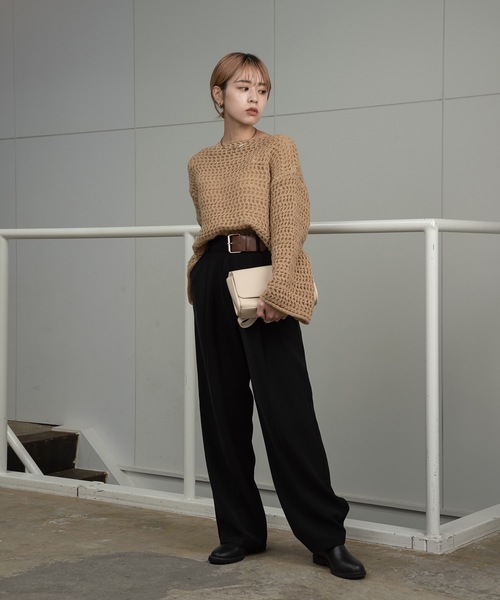 Amiur(エミレ)の「loosely wave knit / ルースリーウェーブニット(ニット/セーター・レディース・アイボリー/キャメル/ブラック・FREE)」の10枚目の写真