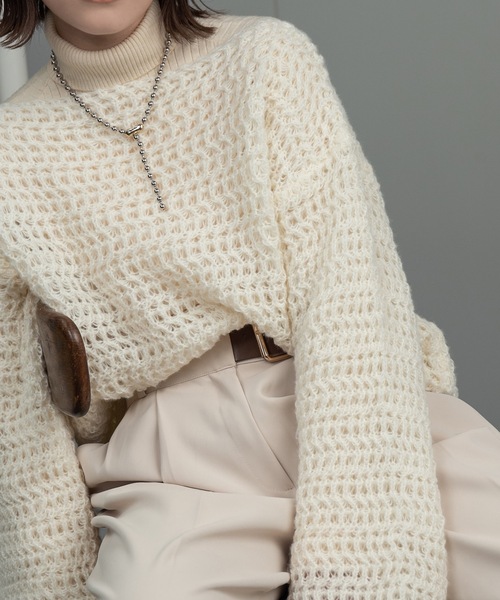 Amiur(エミレ)の「loosely wave knit / ルースリーウェーブニット(ニット/セーター・レディース・アイボリー/キャメル/ブラック・FREE)」の16枚目の写真