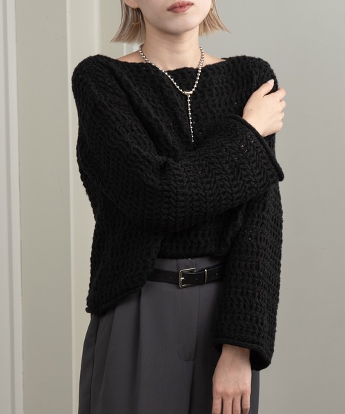 Amiur(エミレ)の「loosely wave knit / ルースリーウェーブニット(ニット/セーター・レディース・アイボリー/キャメル/ブラック・FREE)」の15枚目の写真