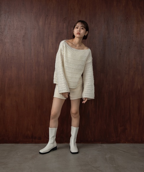 Amiur(エミレ)の「loosely wave knit / ルースリーウェーブニット(ニット/セーター・レディース・アイボリー/キャメル/ブラック・FREE)」の14枚目の写真
