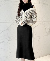 ワンピース ニットカーディガン カジュアル」に該当するワンピース