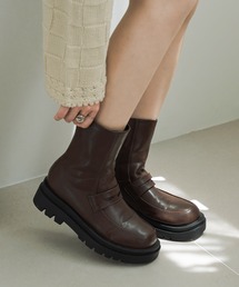 ベルトデザイン厚底ショートブーツ/WEB/EC限定商品