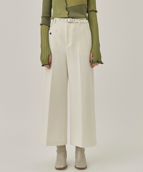 PUBLIC TOKYO（パブリックトウキョウ）の「エアリークロスベルテッドパンツ（スラックス・レディース・アイボリー/ミント/グレー・2/1）」の6枚目の写真