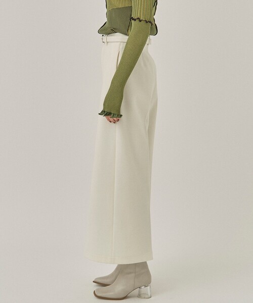 PUBLIC TOKYO（パブリックトウキョウ）の「エアリークロスベルテッドパンツ（スラックス・レディース・アイボリー/ミント/グレー・2/1）」の7枚目の写真