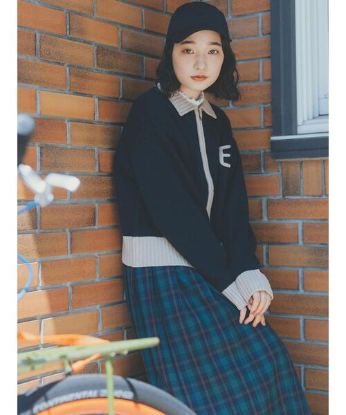 ehka sopo（エヘカソポ）の「ジップアップカーディガン（カーディガン/ボレロ・レディース・ボルドー/キナリ/ネイビー・F）」の3枚目の写真