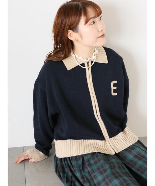ehka sopo（エヘカソポ）の「ジップアップカーディガン（カーディガン/ボレロ・レディース・ボルドー/キナリ/ネイビー・F）」の9枚目の写真
