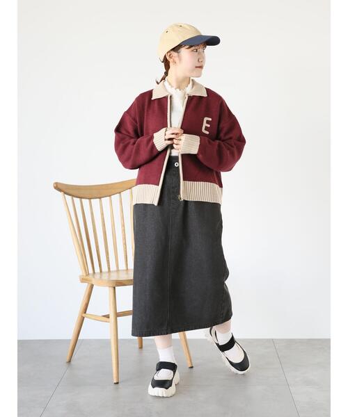 ehka sopo（エヘカソポ）の「ジップアップカーディガン（カーディガン/ボレロ・レディース・ボルドー/キナリ/ネイビー・F）」の14枚目の写真