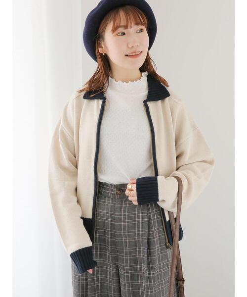 ehka sopo（エヘカソポ）の「ジップアップカーディガン（カーディガン/ボレロ・レディース・ボルドー/キナリ/ネイビー・F）」の15枚目の写真