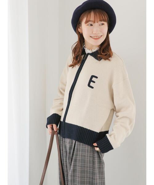 ehka sopo（エヘカソポ）の「ジップアップカーディガン（カーディガン/ボレロ・レディース・ボルドー/キナリ/ネイビー・F）」の16枚目の写真