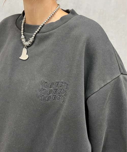 WHO'S WHO gallery（フーズフーギャラリー）の「【SLOPPY/スロッピー】ピグメントクルースウェット（スウェット・レディース・チャコールグレー/ホワイト/ネイビー・FREE）」の6枚目の写真