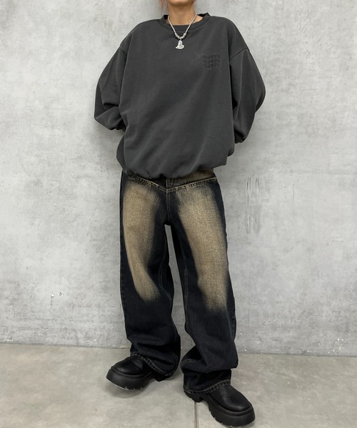 WHO'S WHO gallery（フーズフーギャラリー）の「【SLOPPY/スロッピー】ピグメントクルースウェット（スウェット・レディース・チャコールグレー/ホワイト/ネイビー・FREE）」の7枚目の写真