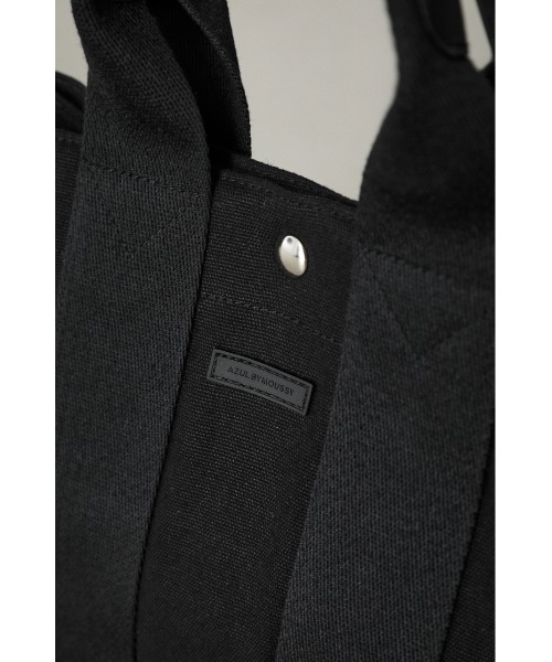 AZUL by moussy(アズールバイマウジー)の「スクエアキャンバストートバッグ(トートバッグ・メンズ・ブラック/オフホワイト・FREE)」の6枚目の写真