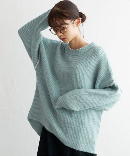 LBC（エルビーシー）の「配色ステッチ畦ニットプルオーバー（ニット/セーター・レディース・オフホワイト/グレー/ブルー/ピンク・M/L）」の22枚目の写真