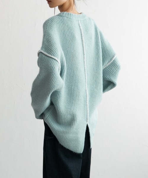 LBC（エルビーシー）の「配色ステッチ畦ニットプルオーバー（ニット/セーター・レディース・オフホワイト/グレー/ブルー/ピンク・M/L）」の3枚目の写真