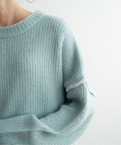 LBC（エルビーシー）の「配色ステッチ畦ニットプルオーバー（ニット/セーター・レディース・オフホワイト/グレー/ブルー/ピンク・M/L）」の9枚目の写真