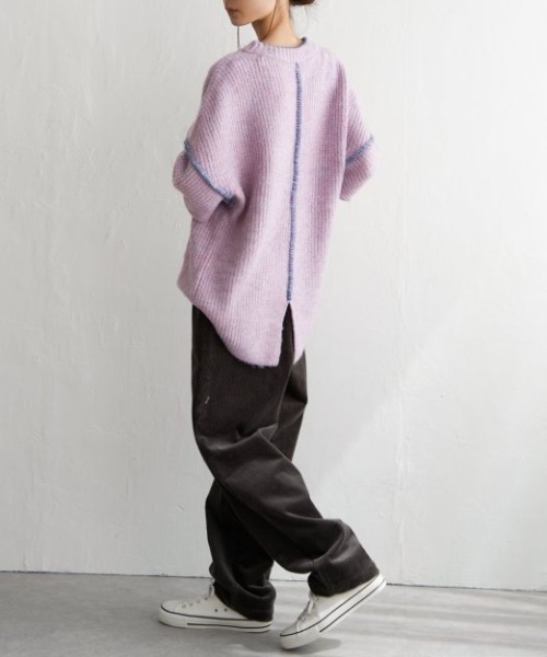 LBC（エルビーシー）の「配色ステッチ畦ニットプルオーバー（ニット/セーター・レディース・オフホワイト/グレー/ブルー/ピンク・M/L）」の17枚目の写真