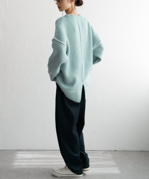 LBC（エルビーシー）の「配色ステッチ畦ニットプルオーバー（ニット/セーター・レディース・オフホワイト/グレー/ブルー/ピンク・M/L）」の21枚目の写真