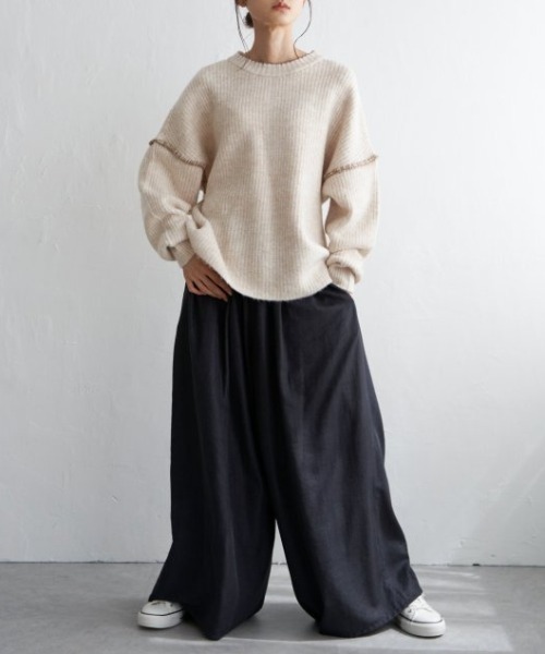 LBC（エルビーシー）の「配色ステッチ畦ニットプルオーバー（ニット/セーター・レディース・オフホワイト/グレー/ブルー/ピンク・M/L）」の19枚目の写真