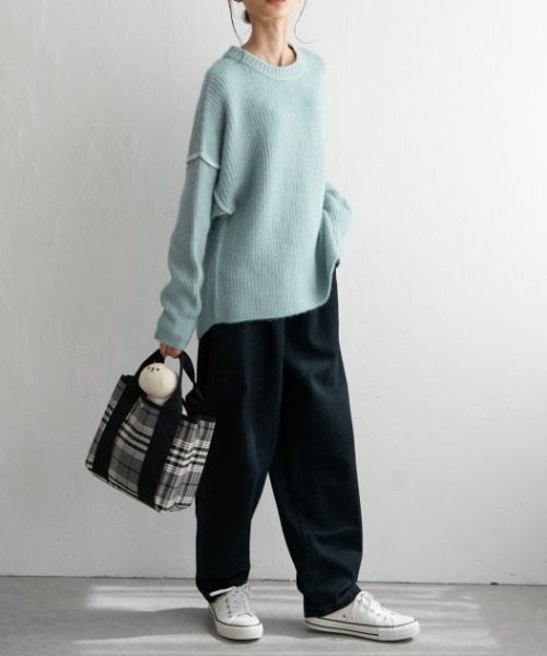 LBC（エルビーシー）の「配色ステッチ畦ニットプルオーバー（ニット/セーター・レディース・オフホワイト/グレー/ブルー/ピンク・M/L）」の20枚目の写真