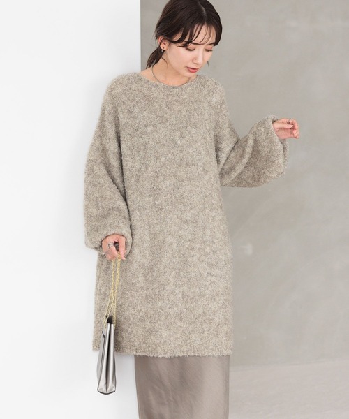 LEPSIM（レプシィム）の「3.5ゲージブークレミニニットワンピース　970839（ワンピース・レディース・チャコールグレー/モカ/スモークピンク・FREE）」の8枚目の写真