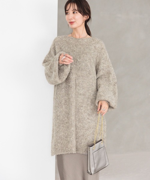 LEPSIM（レプシィム）の「3.5ゲージブークレミニニットワンピース　970839（ワンピース・レディース・チャコールグレー/モカ/スモークピンク・FREE）」の9枚目の写真