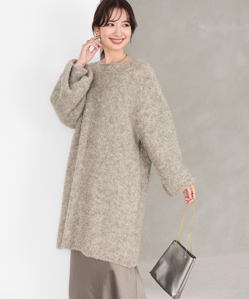 LEPSIM（レプシィム）の「3.5ゲージブークレミニニットワンピース　970839（ワンピース・レディース・チャコールグレー/モカ/スモークピンク・FREE）」の10枚目の写真