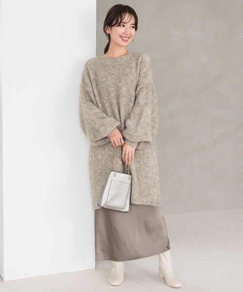 LEPSIM（レプシィム）の「3.5ゲージブークレミニニットワンピース　970839（ワンピース・レディース・チャコールグレー/モカ/スモークピンク・FREE）」の12枚目の写真