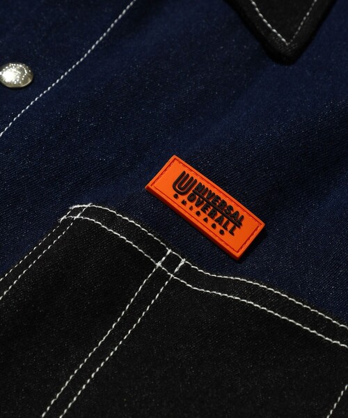 UNIVERSAL OVERALL（ユニバーサルオーバーオール）の「UNIVERSAL OVERALL × BEAMS / 別注 デニム カバーオール ジャケット（カバーオール・メンズ・インディゴブルー/ブラック・SMALL/MEDIUM/LARGE/X-LARGE）」の12枚目の写真