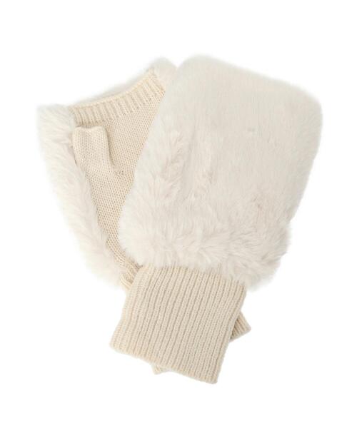 Te chichi TERRASSE（テチチテラス）の「ファードッキンググローブ（手袋・レディース・モカ/オフホワイト・F）」の5枚目の写真