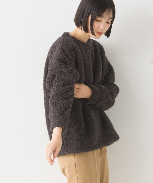 OMNES(オムネス)の「あったかふわシャギープルオーバー長袖(Tシャツ/カットソー・レディース・チャコール/ネイビー/ピンク/ホワイト×ブルー/オフホワイト・LARGE/MEDIUM)」の3枚目の写真