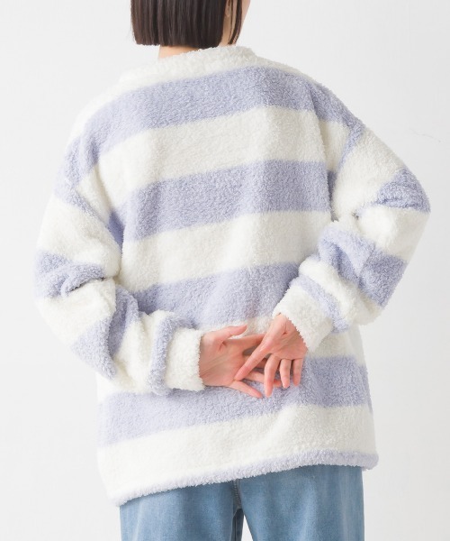 OMNES(オムネス)の「あったかふわシャギープルオーバー長袖(Tシャツ/カットソー・レディース・チャコール/ネイビー/ピンク/ホワイト×ブルー/オフホワイト・LARGE/MEDIUM)」の6枚目の写真