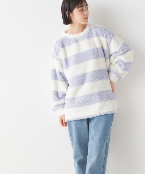 OMNES(オムネス)の「あったかふわシャギープルオーバー長袖(Tシャツ/カットソー・レディース・チャコール/ネイビー/ピンク/ホワイト×ブルー/オフホワイト・LARGE/MEDIUM)」の8枚目の写真