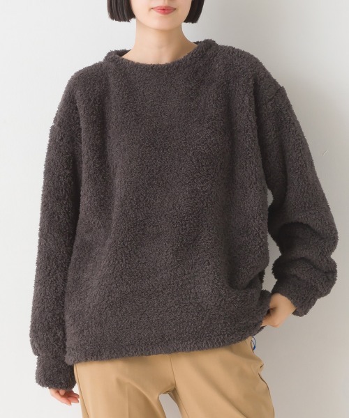 OMNES(オムネス)の「あったかふわシャギープルオーバー長袖(Tシャツ/カットソー・レディース・チャコール/ネイビー/ピンク/ホワイト×ブルー/オフホワイト・LARGE/MEDIUM)」の9枚目の写真