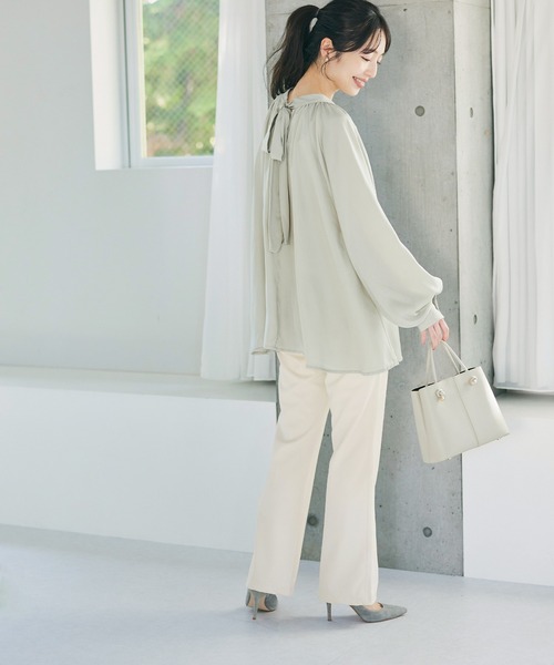 coca(coca)(コカ)の「裏起毛ジョーゼットピンタックフレアパンツ(その他パンツ・レディース・ブラック/ダークグリーン/アイボリー/グレイッシュベージュ・M/L)」の14枚目の写真