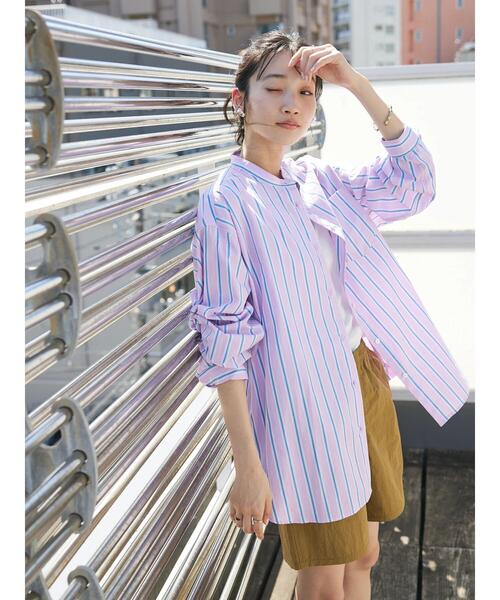 CRAFT STANDARD BOUTIQUE(クラフトスタンダードブティック)の「【追加6】バンドカラーシャツ(シャツ/ブラウス・レディース・ネイビー系2/ピンク系その他/グリーン系その他3/グレー系その他2/オフホワイト/ブルー系その他6・L/S/M)」の12枚目の写真