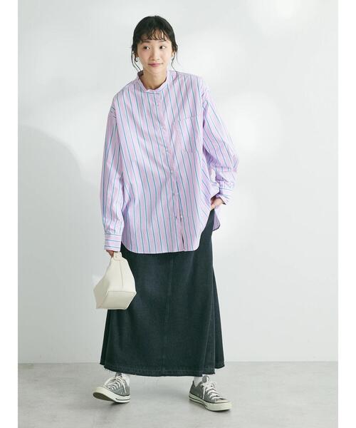 CRAFT STANDARD BOUTIQUE(クラフトスタンダードブティック)の「【追加6】バンドカラーシャツ(シャツ/ブラウス・レディース・ネイビー系2/ピンク系その他/グリーン系その他3/グレー系その他2/オフホワイト/ブルー系その他6・L/S/M)」の20枚目の写真