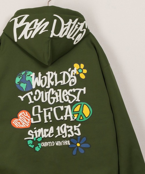 BEN DAVIS（ベンデイビス）の「【BENDAVIS／ベンデイビス】 BEN GRATEFUL HD/フードロゴ＆バックプリント/ビッグシルエット/裏起毛（パーカー・メンズ・アッシュグレー/オレンジ/グリーン/ブラック・M/L/XL）」の3枚目の写真