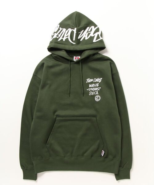 BEN DAVIS（ベンデイビス）の「【BENDAVIS／ベンデイビス】 BEN GRATEFUL HD/フードロゴ＆バックプリント/ビッグシルエット/裏起毛（パーカー・メンズ・アッシュグレー/オレンジ/グリーン/ブラック・M/L/XL）」の5枚目の写真