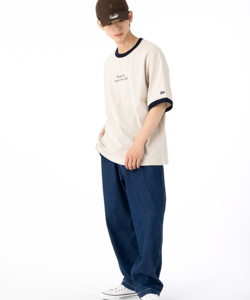 ニュー イヤー リンガー Tシャツ FRUIT OF THE LOOM tシャツ 胸プリント綿麻天竺リンガーTシャツ