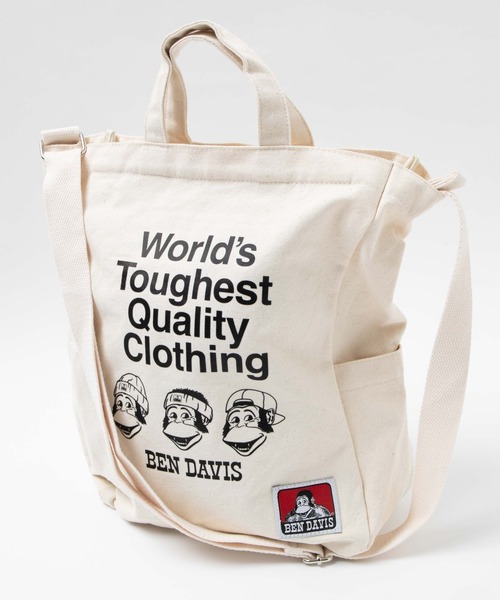 BEN DAVIS（ベンデイビス）の「∴WEGO/BENDAVIS LARGETOTE（ショルダーバッグ・メンズ・ブラック/ナチュラル・FREE）」の3枚目の写真