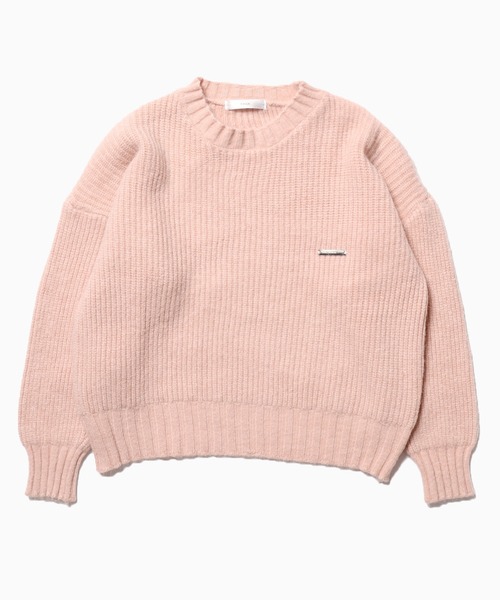Chick(チック)の「MEDIUM CREW NECK KNIT / ミディ丈クルーカラーニット(ニット/セーター・レディース・ピンク/オフホワイト/グレー・FREE)」の15枚目の写真