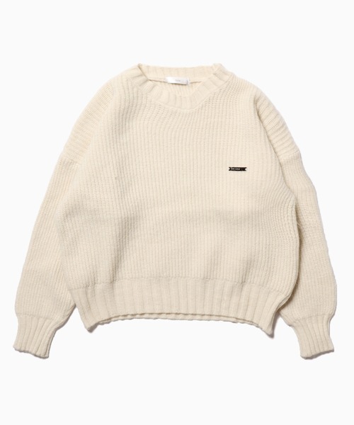 Chick(チック)の「MEDIUM CREW NECK KNIT / ミディ丈クルーカラーニット(ニット/セーター・レディース・ピンク/オフホワイト/グレー・FREE)」の9枚目の写真