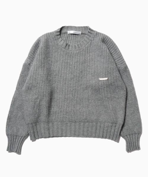 Chick(チック)の「MEDIUM CREW NECK KNIT / ミディ丈クルーカラーニット(ニット/セーター・レディース・ピンク/オフホワイト/グレー・FREE)」の12枚目の写真