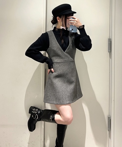 Narcissus(ナルシス)の「【Narcissus】Vシンプルワンピース(ワンピース・レディース・グレー/ブラック・FREE)」の13枚目の写真