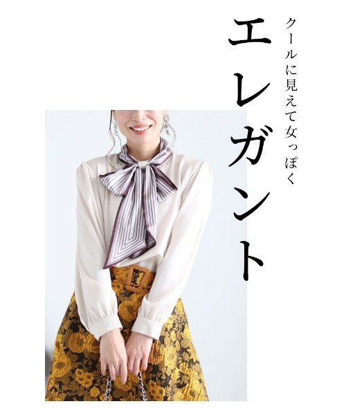 Sawa a la mode(サワアラモード)の「ボウタイリボンブラウス(シャツ/ブラウス・レディース・ホワイト/ベージュ・FREE)」の3枚目の写真