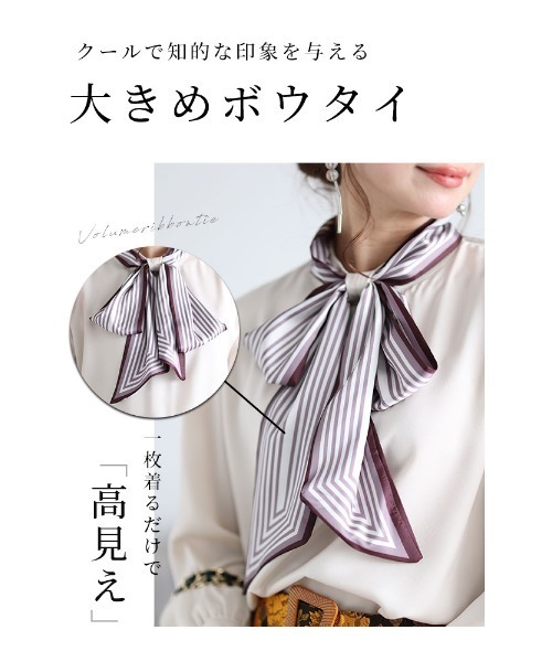 Sawa a la mode(サワアラモード)の「ボウタイリボンブラウス(シャツ/ブラウス・レディース・ホワイト/ベージュ・FREE)」の4枚目の写真