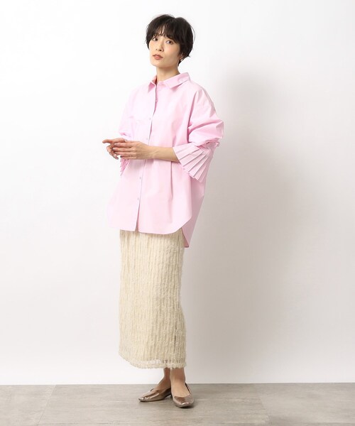 OPAQUE.CLIP(オペークドットクリップ)の「◆2WAY チュールフリンジナロースカート【洗濯機洗い可】(スカート・レディース・ブラック/ライトベージュ/ライトブルー・38/40)」の7枚目の写真